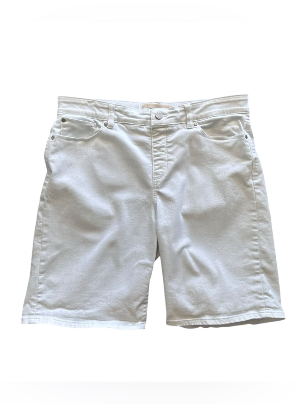 Soft Surroundings White Ultimate Denim Pull On Relaxed Shorts Size L